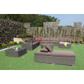 Conjunto de sofá grande de ratão sintético para móveis de vime de jardim ao ar livre